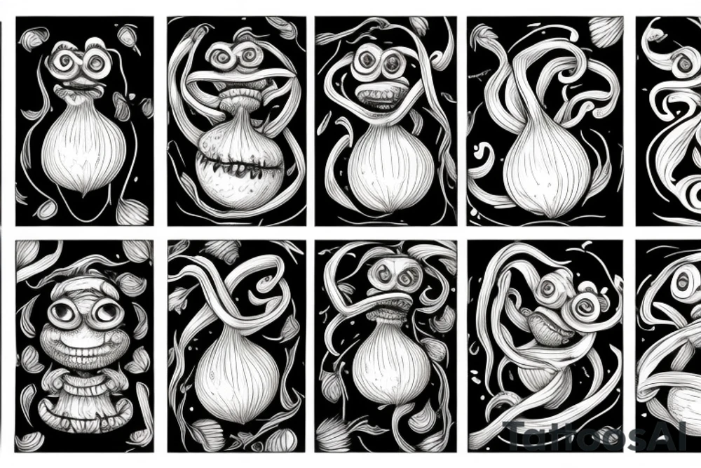 highly detailed 4k onion creature tattoo idea
