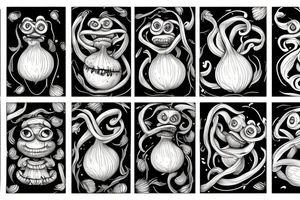 highly detailed 4k onion creature tattoo idea