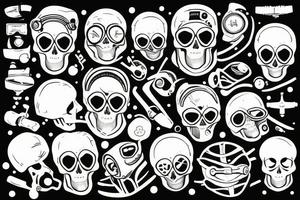 broken diving helmet with skull inside tattoo idea