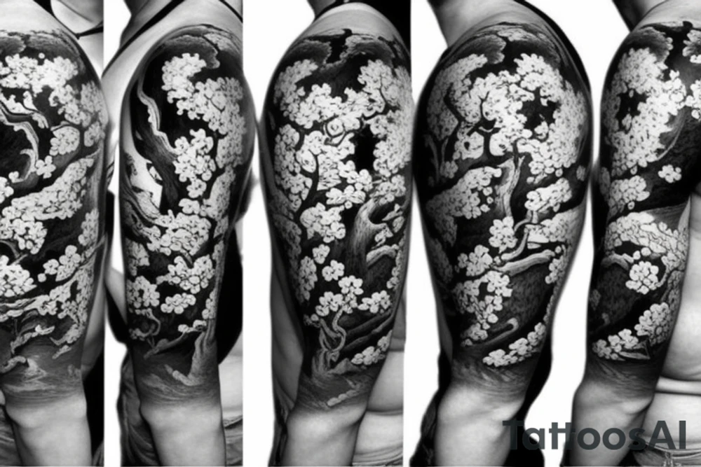 samurai with cherry blossoms tattoo idea