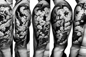 samurai with cherry blossoms tattoo idea