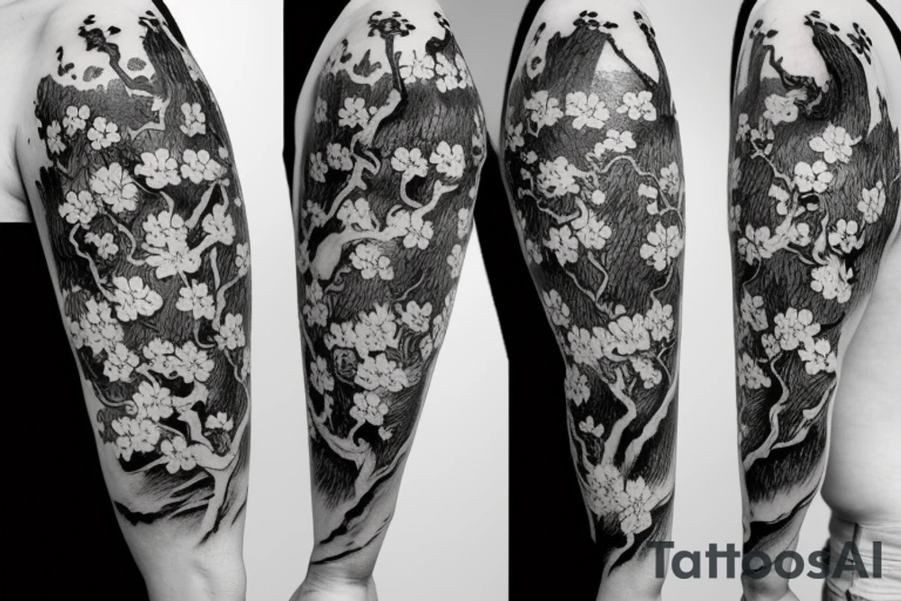 samurai with cherry blossoms tattoo idea
