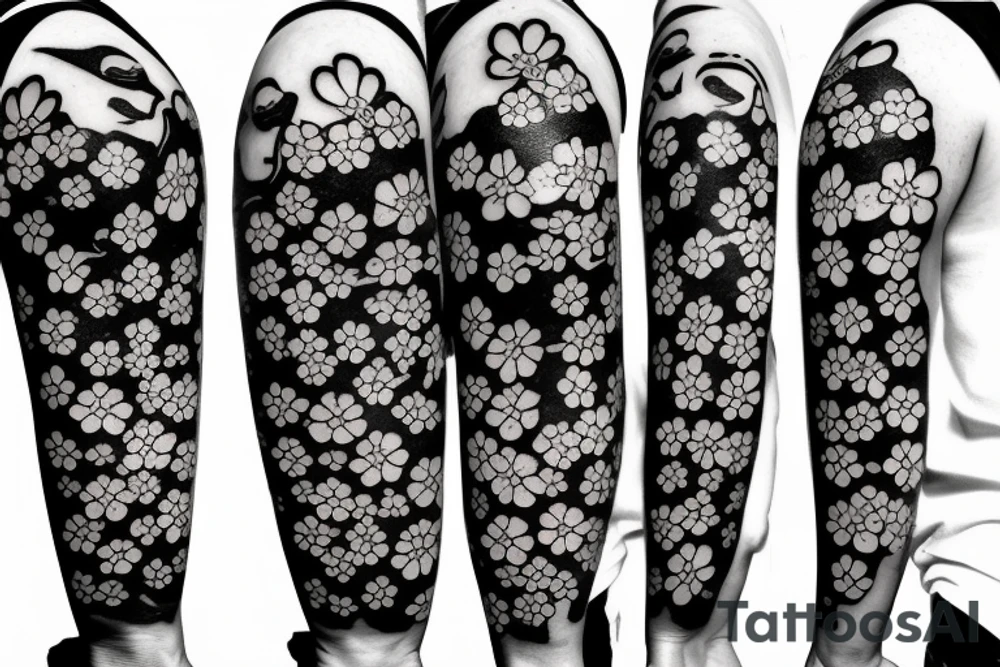 Samurai fighting to protect a cherry blossom tattoo idea