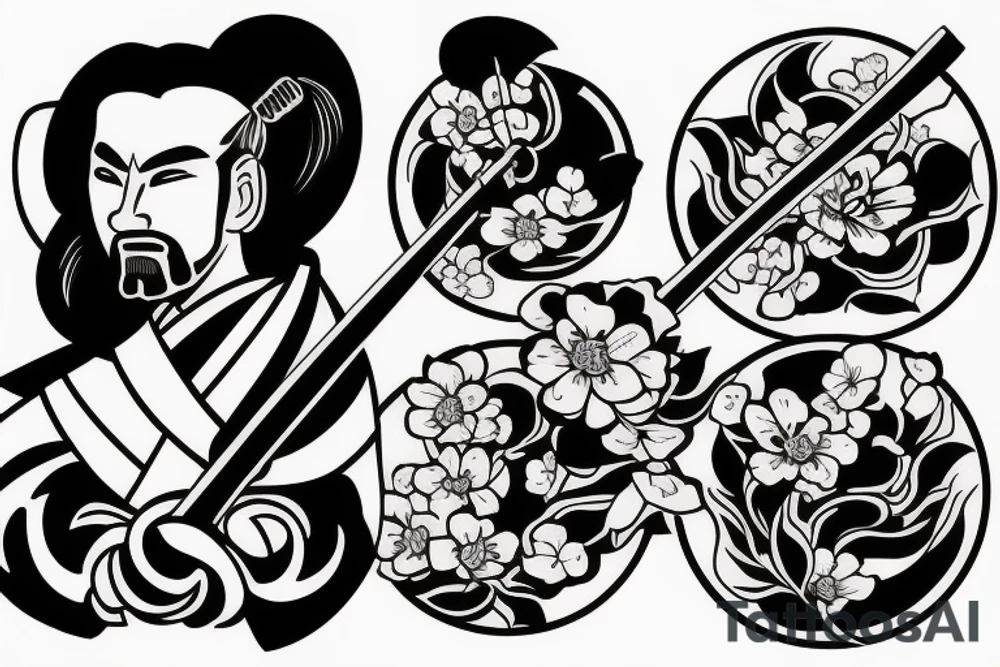 Samurai fighting to protect a cherry blossom tattoo idea