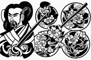Samurai fighting to protect a cherry blossom tattoo idea