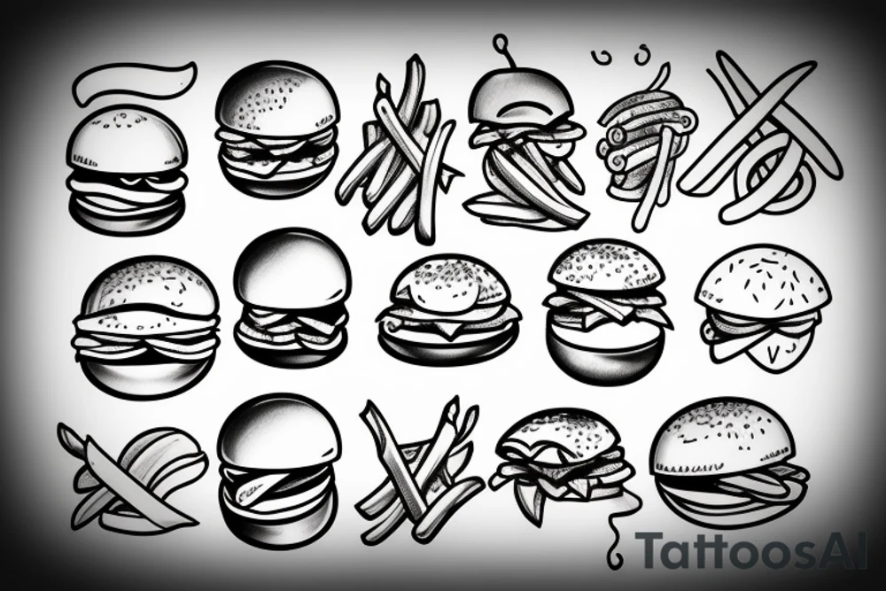 Burger and fries tattoo idea