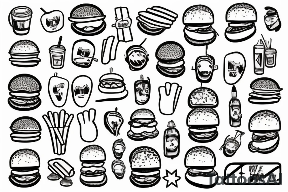 Burger and fries tattoo idea