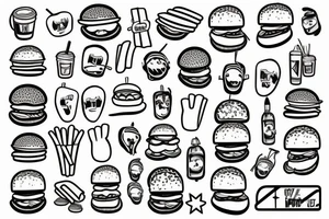 Burger and fries tattoo idea