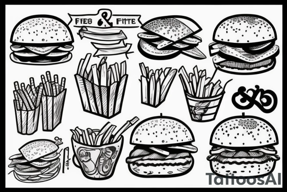 Burger and fries tattoo idea