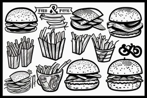 Burger and fries tattoo idea