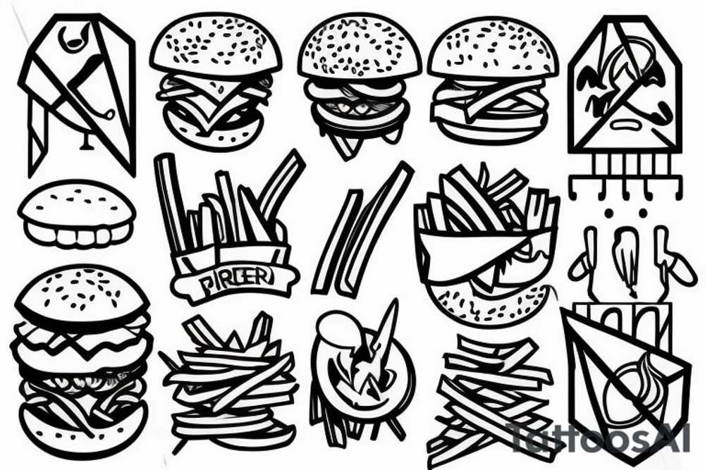 Burger and fries tattoo idea