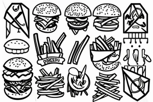 Burger and fries tattoo idea