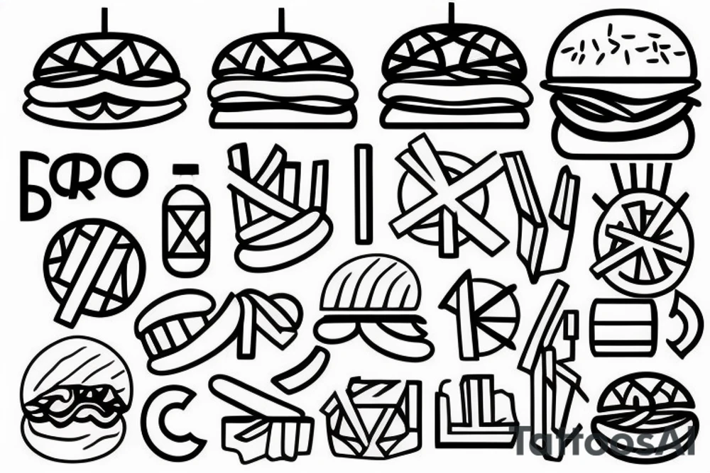 Burger and fries tattoo idea