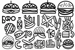 Burger and fries tattoo idea