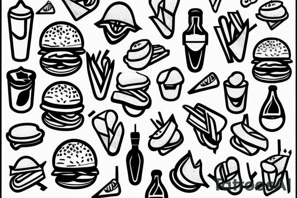 Burger with chips toping tattoo idea