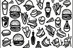 Burger with chips toping tattoo idea