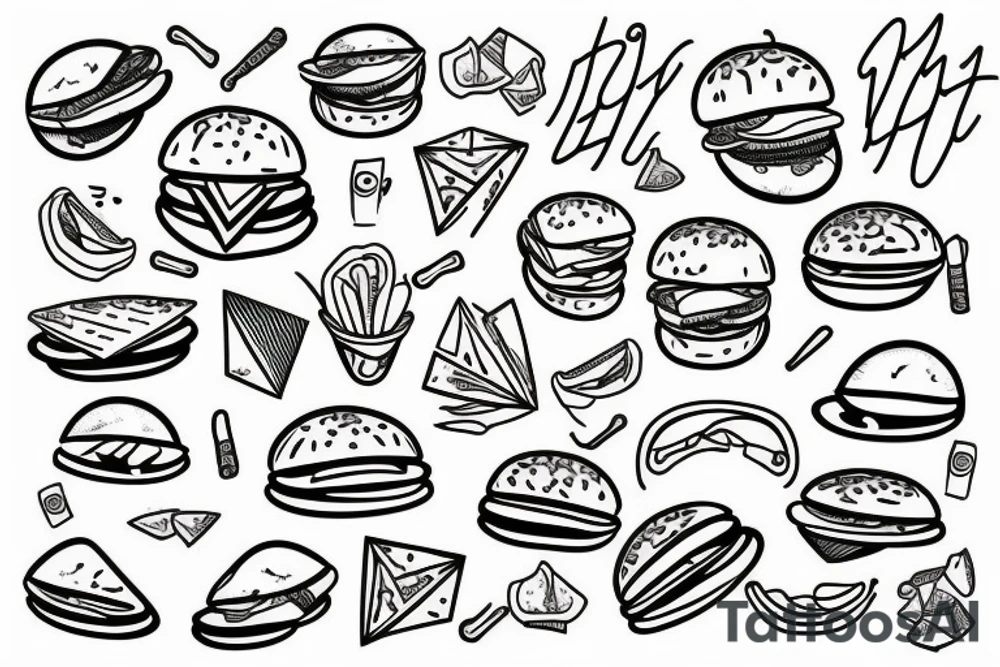 Burger with chips toping tattoo idea