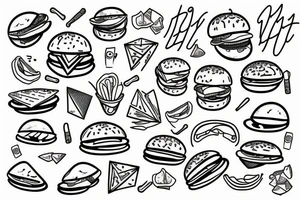 Burger with chips toping tattoo idea