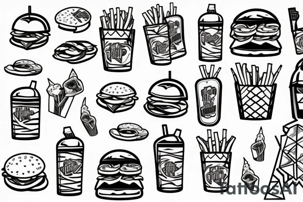 Burger and chips tattoo idea