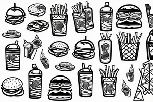 Burger and chips tattoo idea
