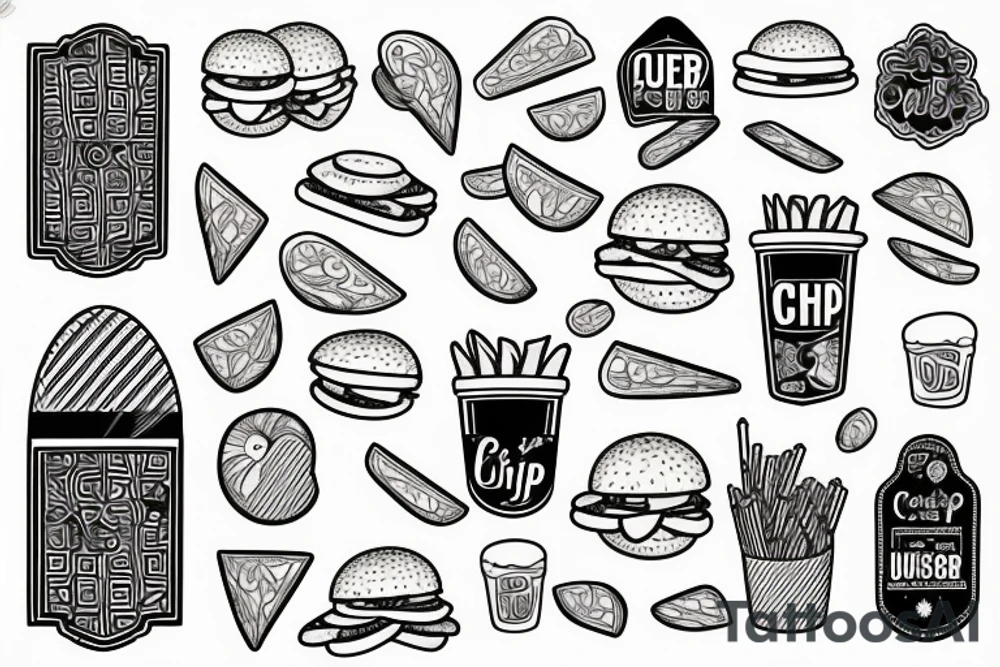Burger and chips tattoo idea