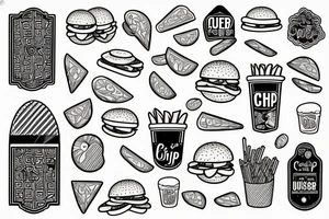 Burger and chips tattoo idea