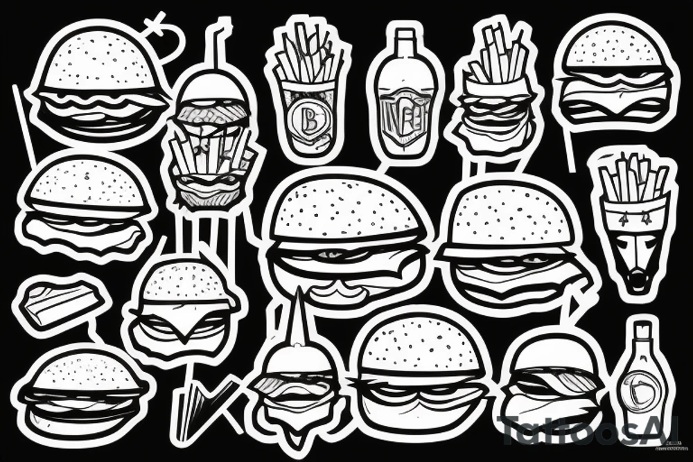 Burger and fries friends tattoo idea