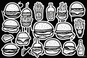 Burger and fries friends tattoo idea