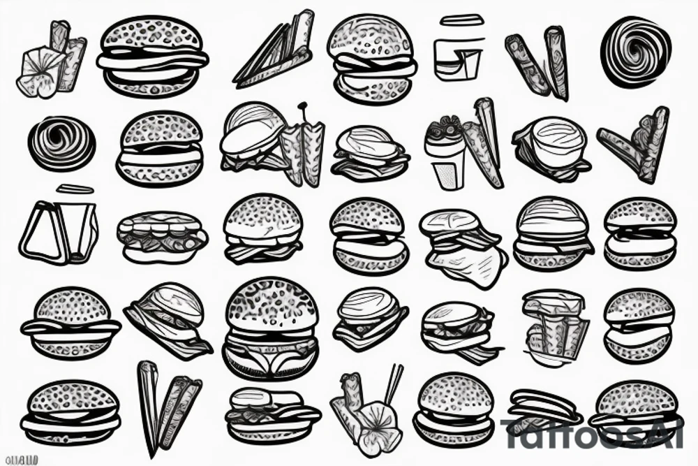 Burger and fries friends tattoo idea