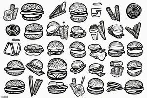 Burger and fries friends tattoo idea