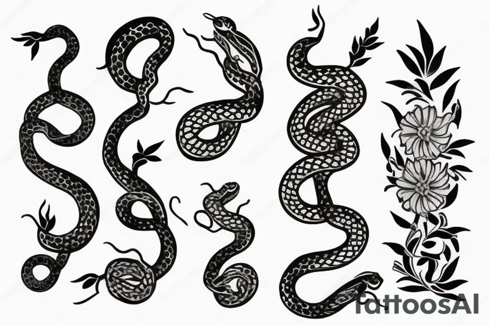 flower and snake tattoo idea