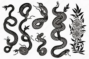 flower and snake tattoo idea