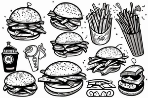 Burger made from fries tattoo idea