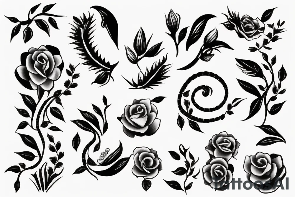 flower and snake tattoo idea