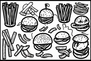 Burger made from fries tattoo idea