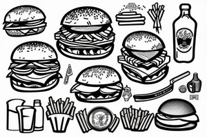 Burger made of fries tattoo idea