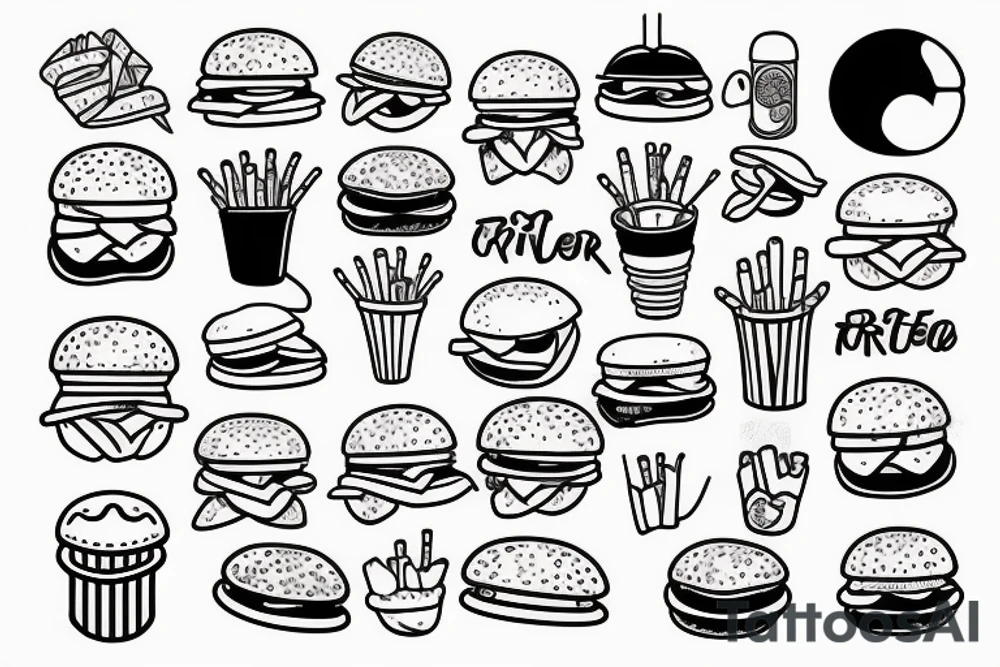 Burger made of fries tattoo idea