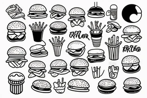 Burger made of fries tattoo idea