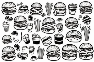 Burger and fries for couple tattoo idea