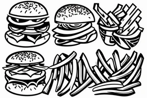 Burger and fries for couple tattoo idea