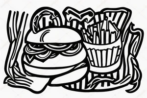 Burger and fries for couple tattoo idea