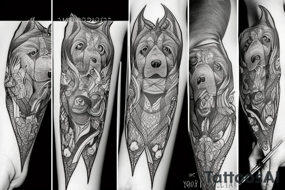 Mythical dog Yarchyk tattoo idea