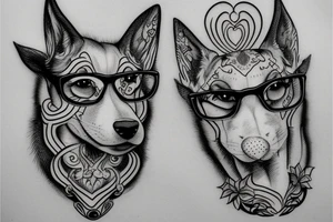 Mythical dog Yarchyk, 4 eyes, 2 of them is white tattoo idea