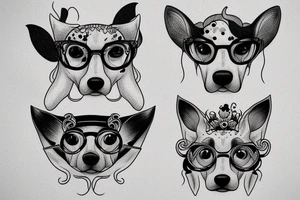 Mythical dog Yarchyk, 4 eyes, 2 of them is white tattoo idea