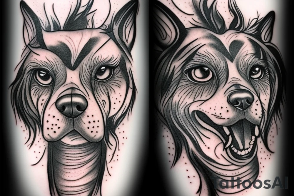 Mythical dog Yarchyk, 4 eyes, 2 of them is white tattoo idea