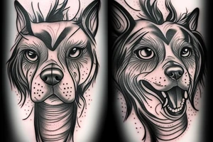Mythical dog Yarchyk, 4 eyes, 2 of them is white tattoo idea