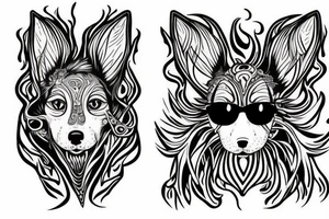 Mythical dog Yarchyk, 4 eyes, 2 of them is white tattoo idea