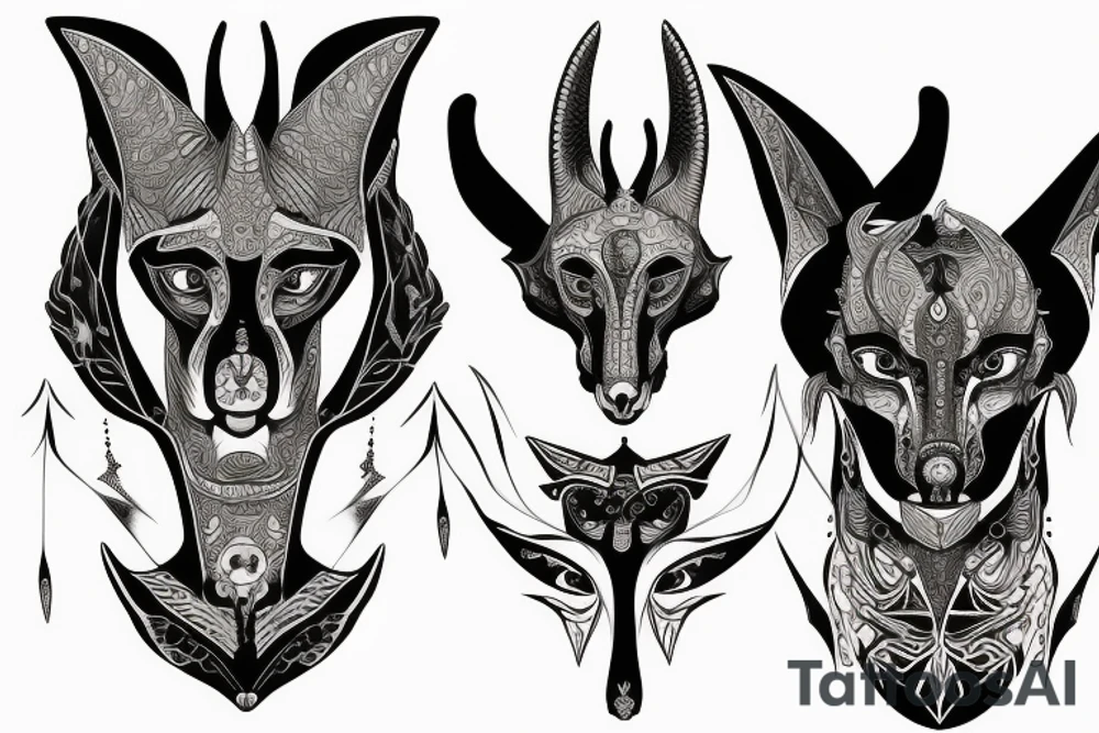 Anubis, ditailed face tattoo idea