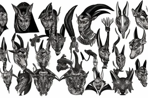 Anubis, ditailed face tattoo idea