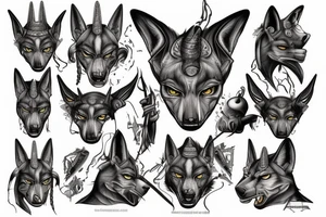 Anubis, ditailed face tattoo idea